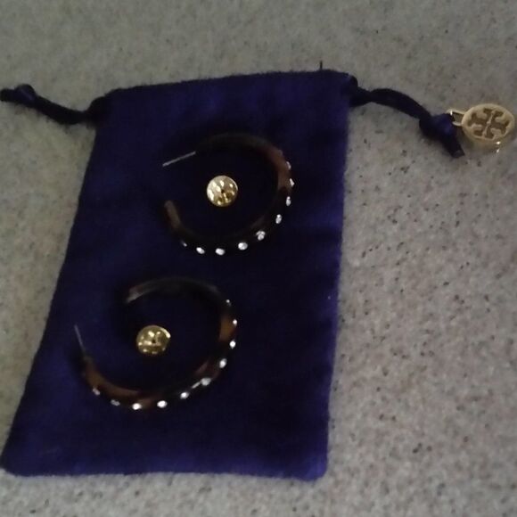 Tory Burch hoop earrings with crystals - Picture 1 of 2